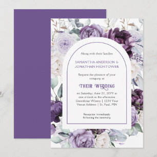 Lavender Lila Peonies Oval Border Wedding   Invi Einladung