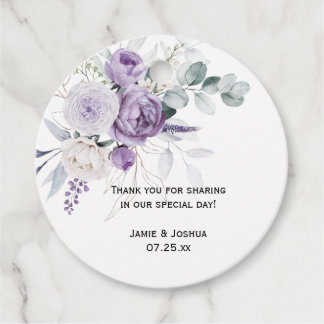 Lavender Lila Peonies White Rose Wedding Geschenkanhänger