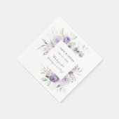 Lavender Lila Peony White Rose Wedding Napkin Serviette (Ecke)