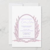 Lavender Lila Pink Floral Boho Wedding Einladung (Vorderseite)