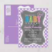 Lavender Lila Polka Dots Einladungspostkarte (Vorne/Hinten)