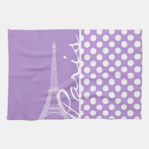 Lavender Lila Polka Dots; Paris Handtuch