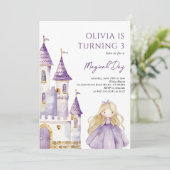 Lavender Lila Princess Birthday Einladung (Stehend Vorderseite)