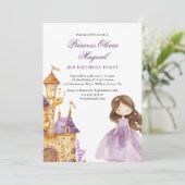 Lavender Lila Princess Magical Birthday Einladung (Stehend Vorderseite)