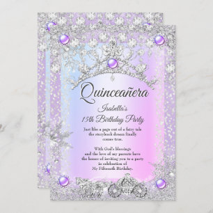Lavender lila Quinceanera 15. Winter Carriage Einladung