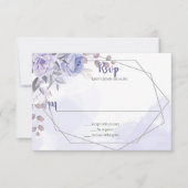 Lavender Lila Rose Silver Geometric Wedding RSVP Karte (Vorderseite)