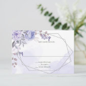 Lavender Lila Rose Silver Geometric Wedding RSVP Karte (Stehend Vorderseite)