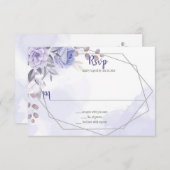 Lavender Lila Rose Silver Geometric Wedding RSVP Karte (Vorne/Hinten)