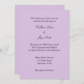Lavender Lila Schlichte Einladung zur Hochzeit (Vorne/Hinten)