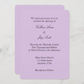 Lavender Lila Schlichte Einladung zur Hochzeit (Vorne/Hinten)