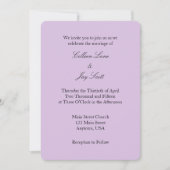 Lavender Lila Schlichte Einladung zur Hochzeit (Vorderseite)