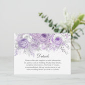 Lavender Lila Silver Blume Hochzeitsdetails Einladung (Stehend Vorderseite)