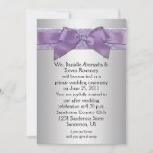 Lavender Lila Silver Brocade Ribbon Post Hochzeit Einladung (Vorderseite)