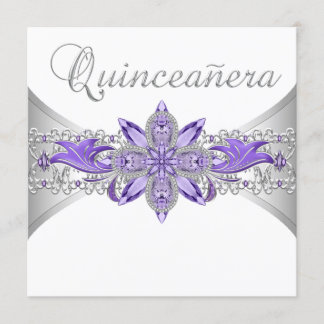Lavender Lila Silver Quinceanera Einladungen
