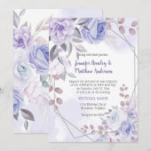 Lavender Lila Silver Rose Geometrische Hochzeit| Einladung (Vorne/Hinten)