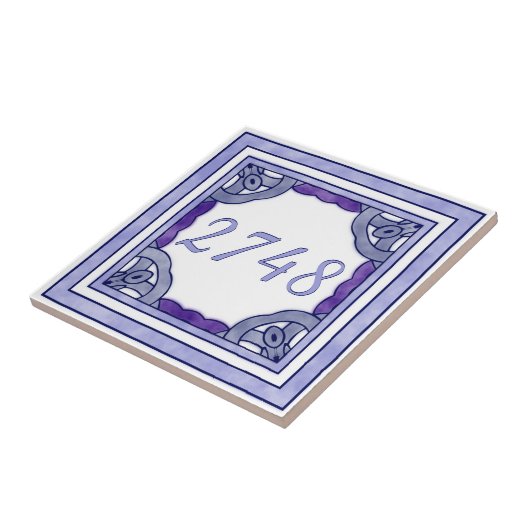 Lavender Lila Small House Number Fliese (Seite)