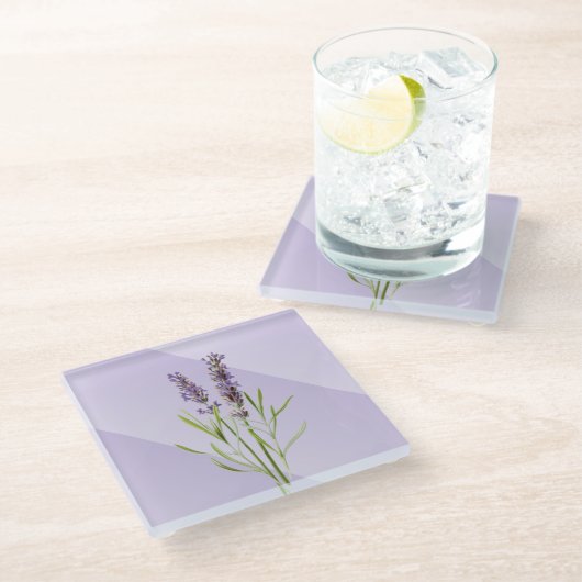 Lavender Lila Soft and Elegante Glasuntersetzer (Schrägansicht)