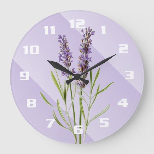 Lavender Lila Soft and Elegante Große Wanduhr (Vorderseite)