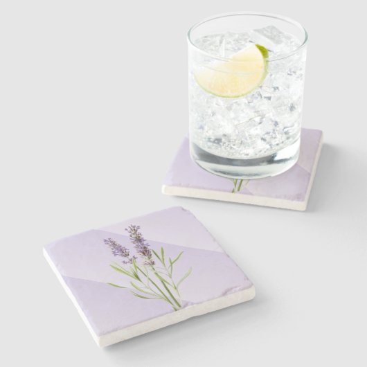 Lavender Lila Soft and Elegante Steinuntersetzer (Seitenansicht)