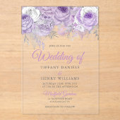 Lavender Lila Sparkle Floral Wedite Einladung (Vorderseite)
