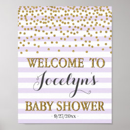 Lavender Lila und Gold Girl Baby Dusche Willkommen Poster