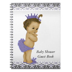 Lavender Lila und Gray Baby Shower Gästebuch Notizblock