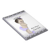 Lavender Lila und Gray Baby Shower Gästebuch Notizblock (Rechte Seite)
