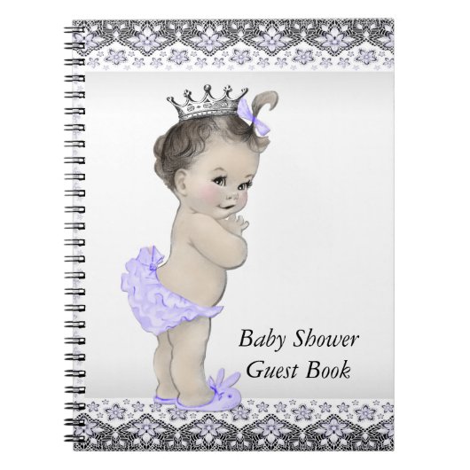 Lavender Lila und Gray Baby Shower Gästebuch Notizblock (Vorderseite)