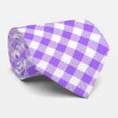 Lavender Lila und White Gingham Necktie Krawatte (Gerollt)