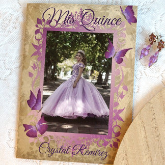 Lavender Lila Vintage Quinceanera Einladung