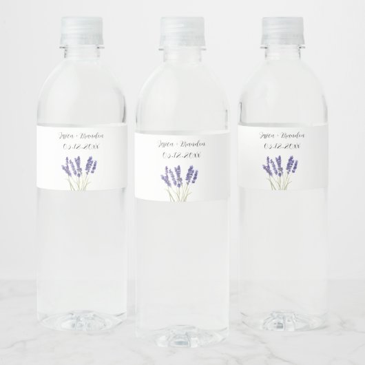 Lavender Lila Wasserfarben Blume Blumenzehen Wasserflaschenetikett (Flaschen)