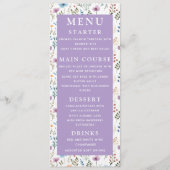Lavender Lila Wasserfarbenflora Hochzeitsfeier Menükarte (Vorderseite)