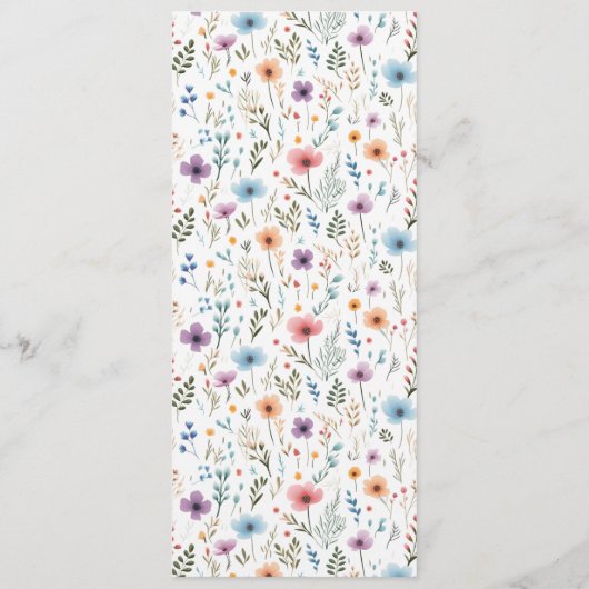 Lavender Lila Wasserfarbenflora Hochzeitsfeier Menükarte (Rückseite)