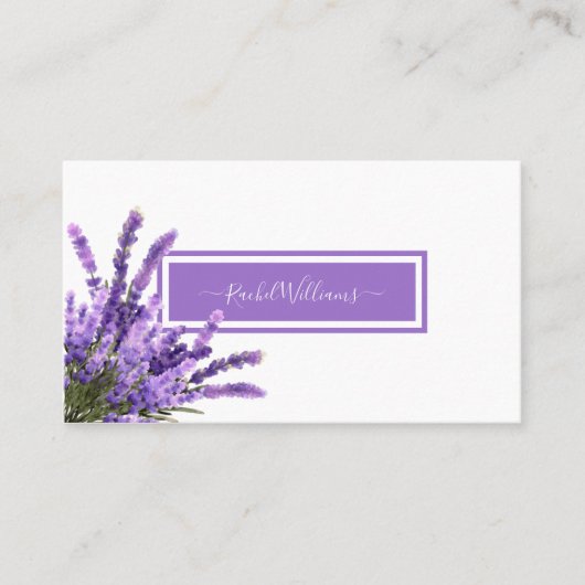 Lavender Lila Watercolor Elegant Minimalistisch Bu Visitenkarte (Vorderseite)