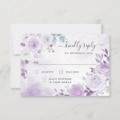 Lavender Lila Watercolor Florals RSVP Card (Vorderseite)