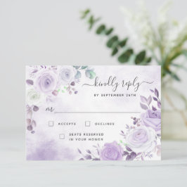 Lavender Lila Watercolor Florals RSVP Card