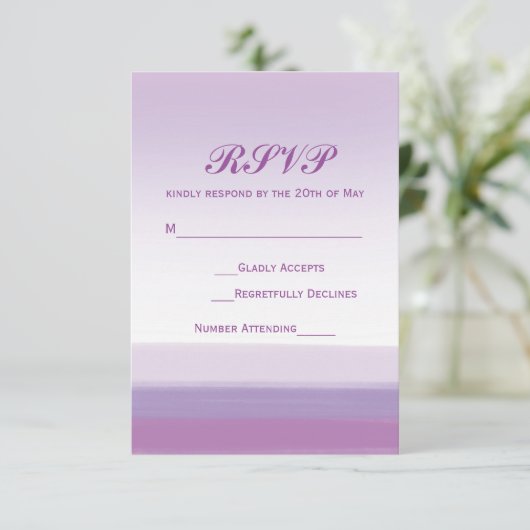 Lavender Lila Watercolor Wedding RSVP Card (Stehend Vorderseite)