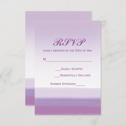 Lavender Lila Watercolor Wedding RSVP Card (Vorne/Hinten)