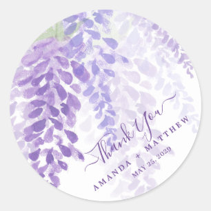 Lavender Lila Watercolor Wisteria Blooms Wedding Runder Aufkleber