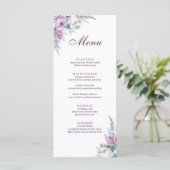 Lavender Lila Wedding Menu Card Menükarte (Stehend Vorderseite)