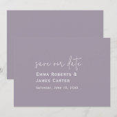 Lavender Lila Wedding Save the Date (Vorne/Hinten)
