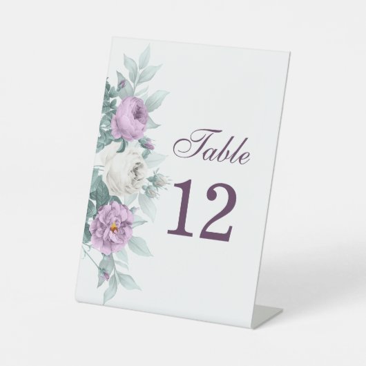 Lavender Lila Wedding Tischnummer Sign Sockelschild (Vorderseite)