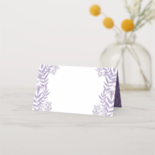 Lavender Lila Wedding Vintag Botanical Platzkarte (Vorderseite)