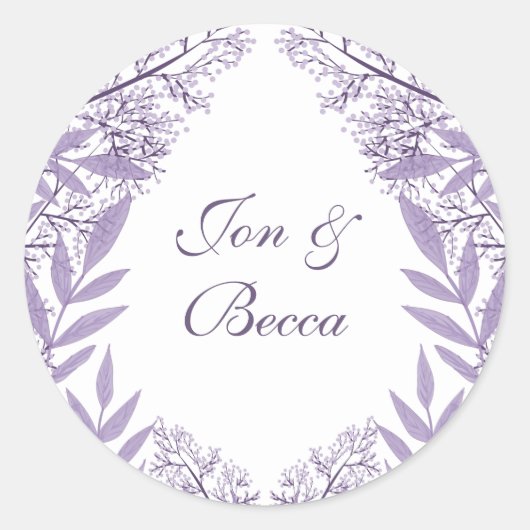 Lavender Lila Wedding Vintag Botanical Runder Aufkleber (Vorderseite)