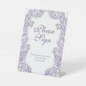 Lavender Lila Wedding Vintag Botanical Sockelschild (Vorderseite)