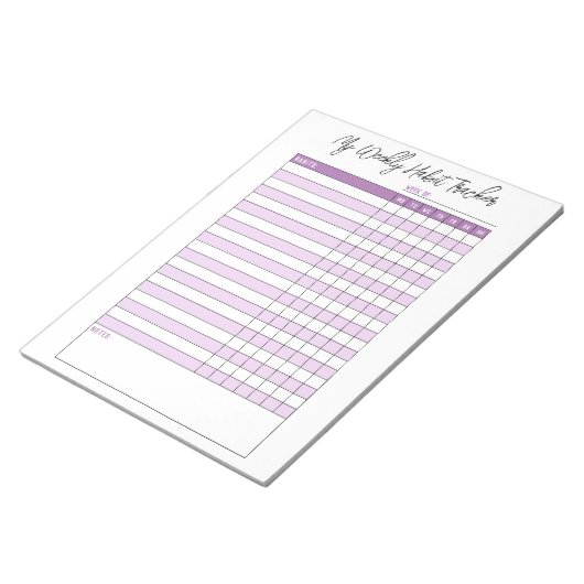 Lavender Lila Weekly Habit Tracker Notizblock (angewinkelt)