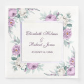Lavender Lila weiße Peonies Hochzeit Napkins Serviette (Vorderseite)