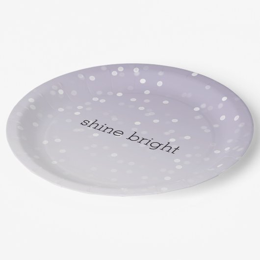 Lavender Lila White Bokeh Confetti Pappteller (Schrägansicht)