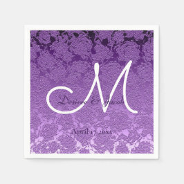 Lavender Lila White Elegant Wedding Monogram Serviette