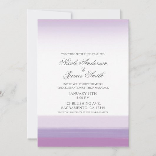 Lavender Lila & White Modern Watercolor Wedding Einladung (Vorderseite)
